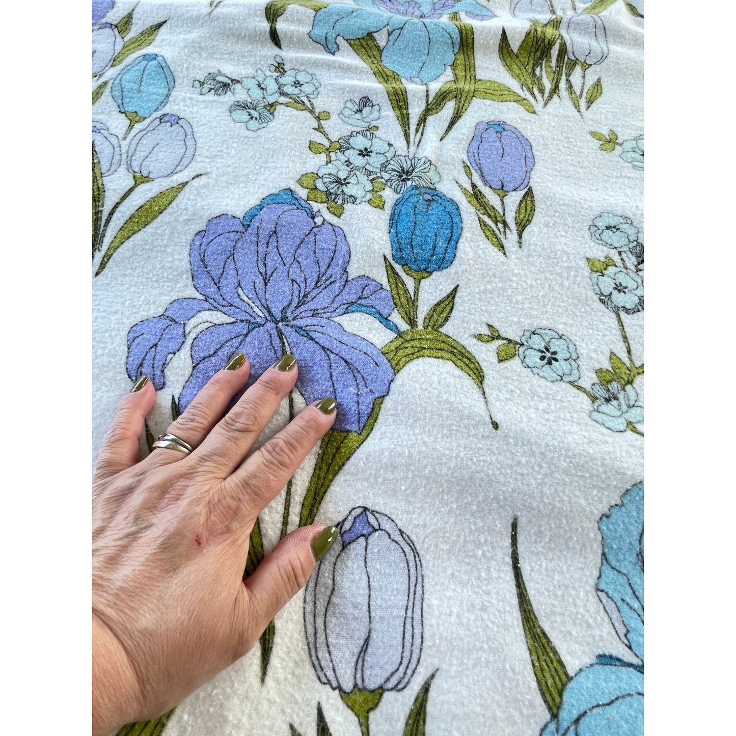 Vintage 70s flannel flat sheet, full / double size bed, Dominion Textile