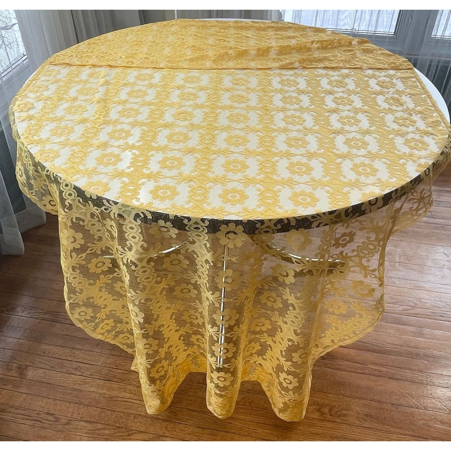 Vintage 70s yellow curtain, single panel or 3 valances