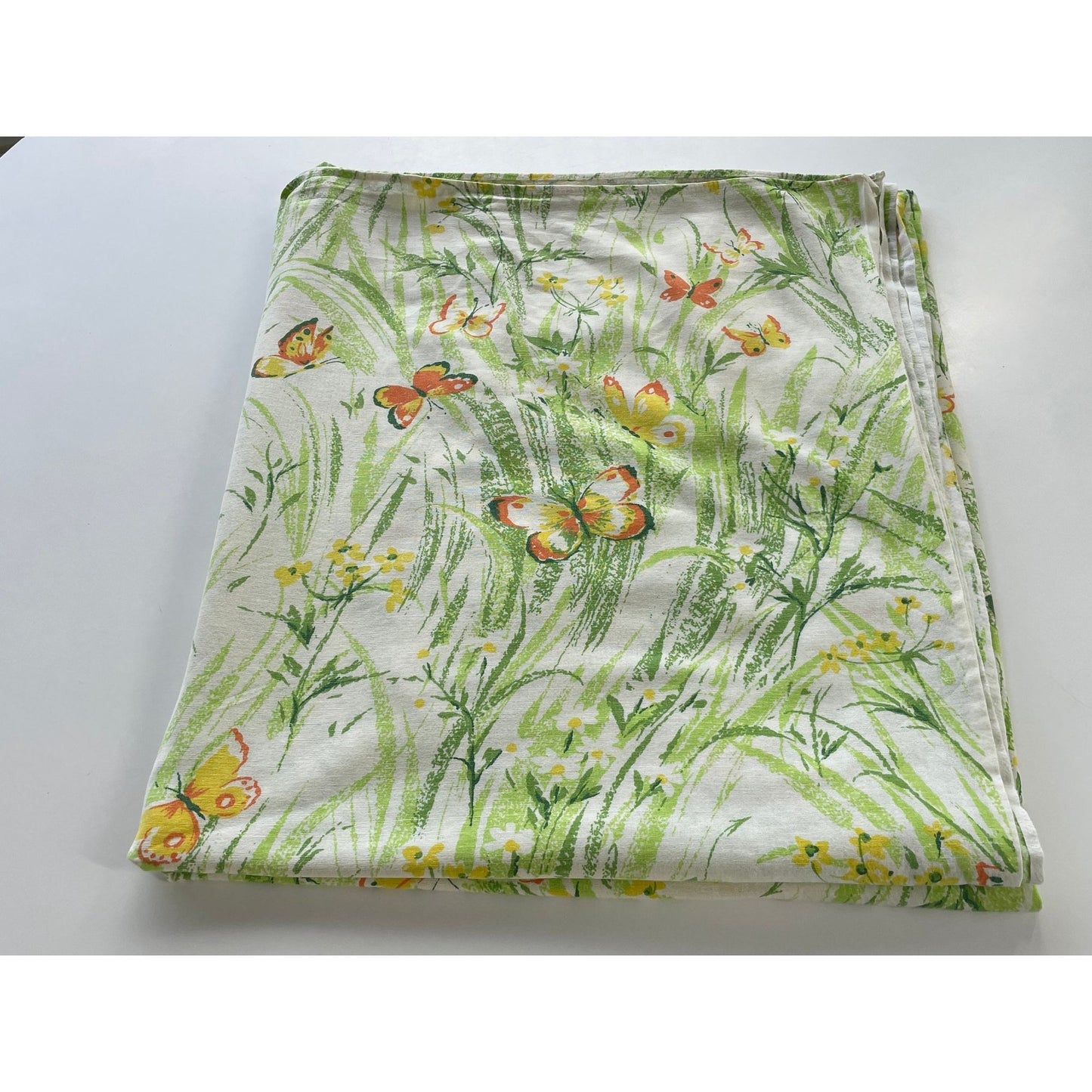 Vintage 70s flannel flat sheet, Sears, twin size
