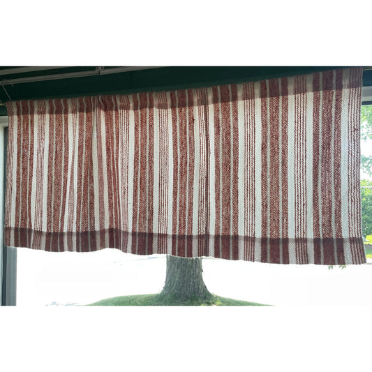 Vintage 70s curtain, short woven rust and white panel