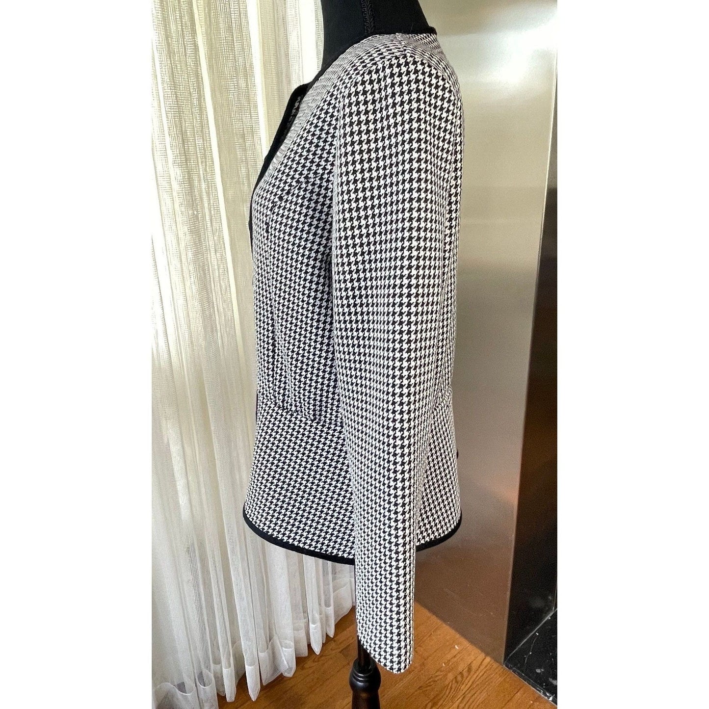 Vintage 80s blazer/ jacket, black and white houndstooth, D'Allaird's
