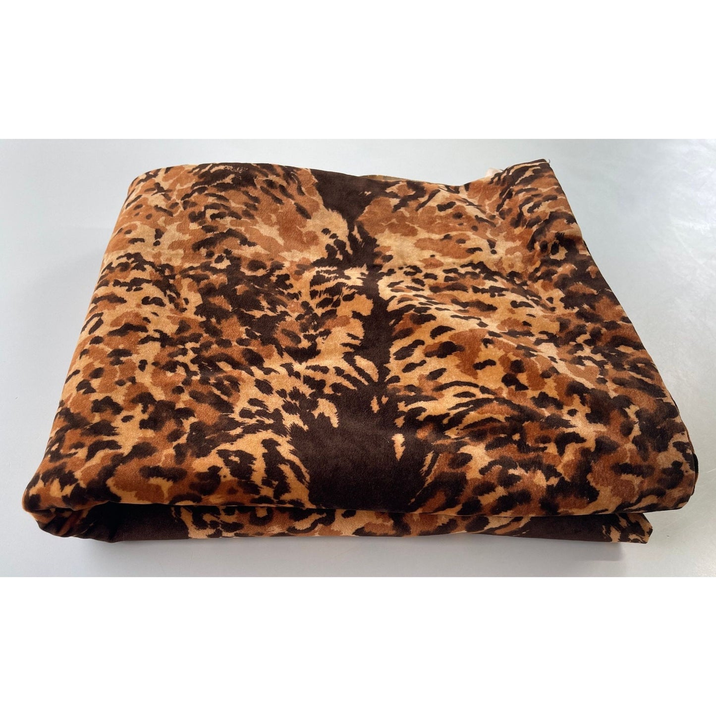 Vintage 80s curtain, faux suede, brown animal print