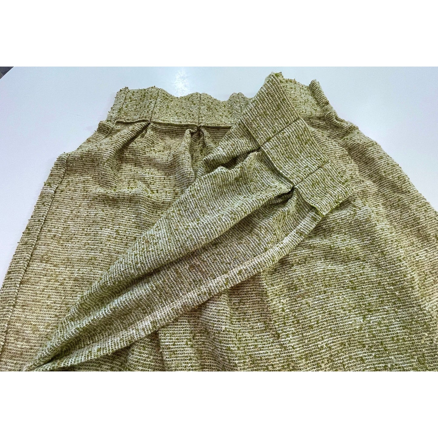 Vintage 70s avocado green, thick woven curtain