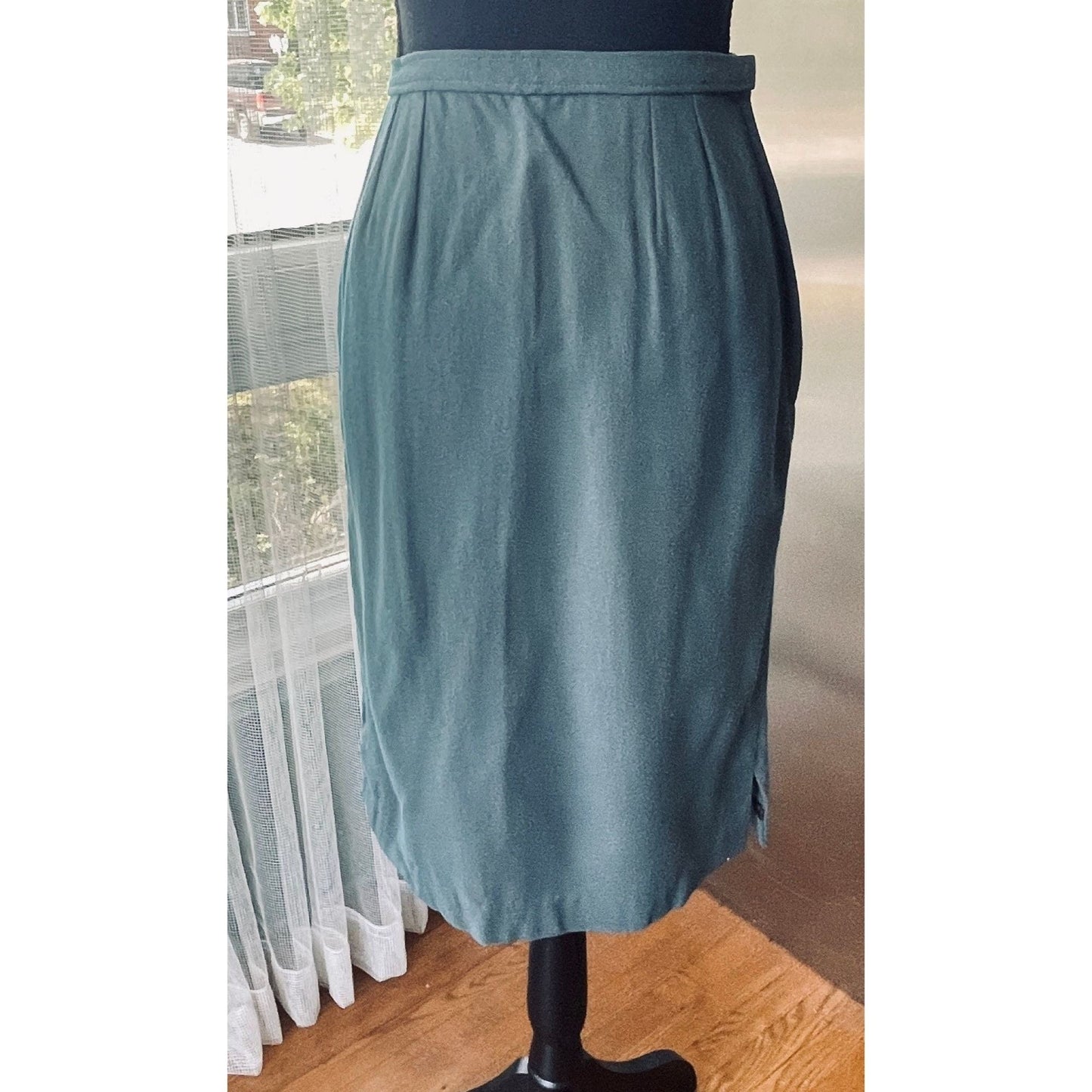 Vintage 1950s skirt, 100% wool, blue/grey