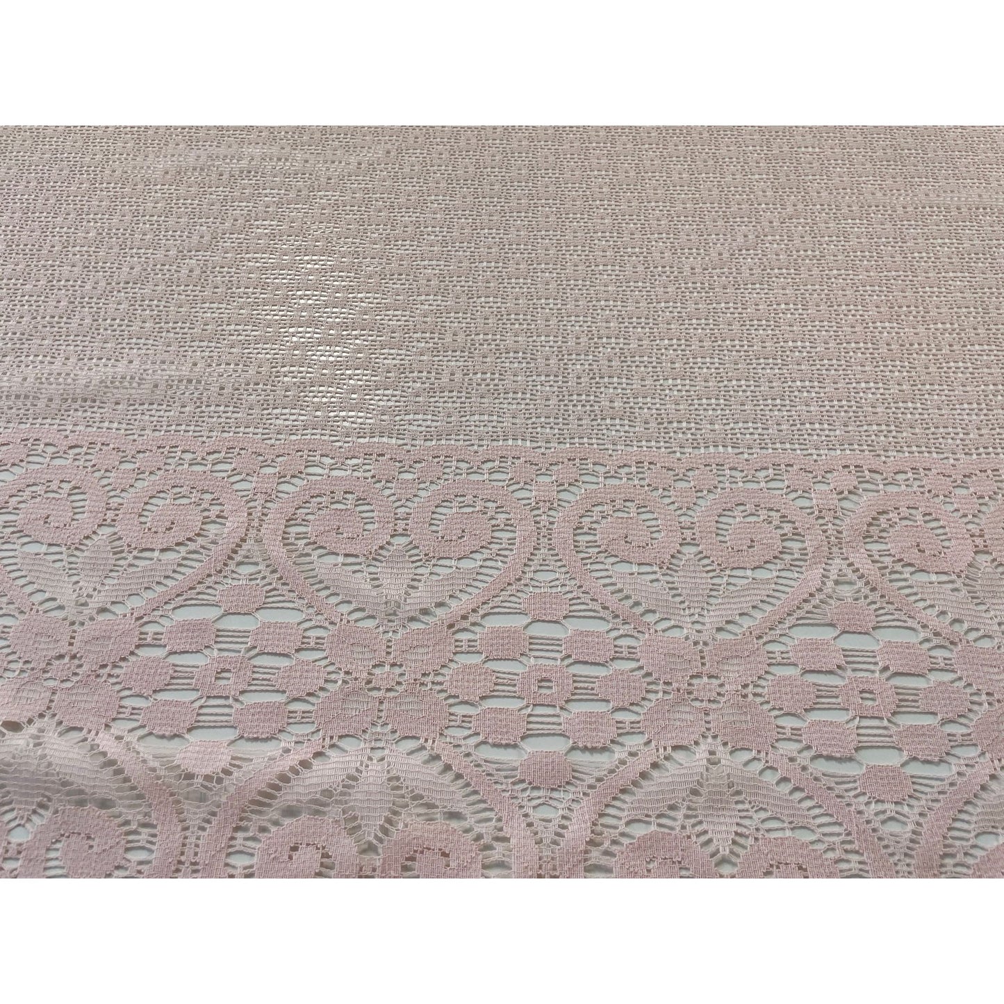 Vintage curtain, pink machine made lace sheer panel
