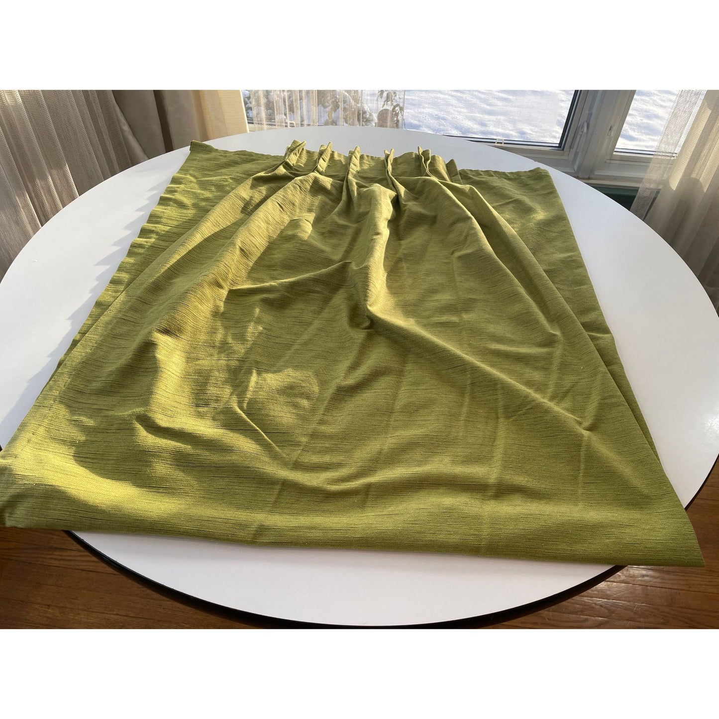 Vintage 70s green pleated curtain