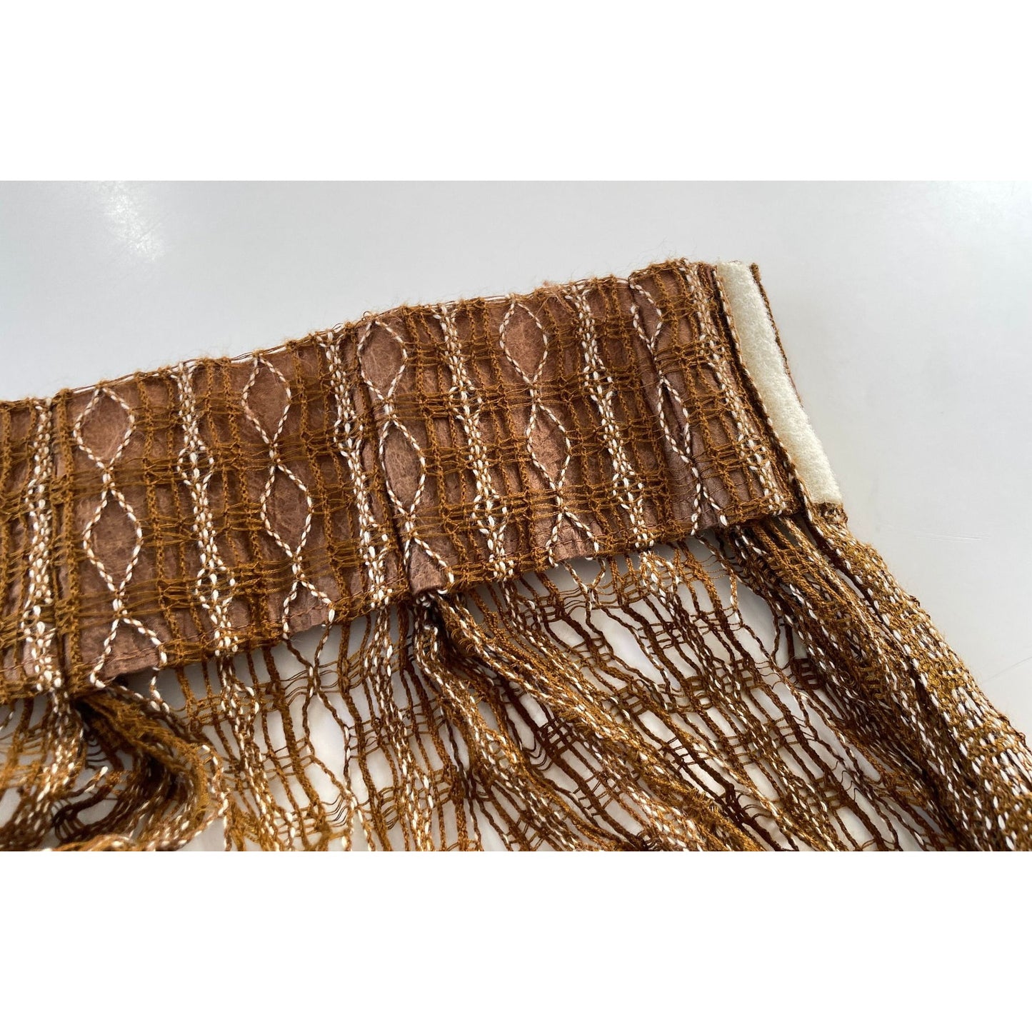 Vintage 70s net woven curtains, with tiebacks