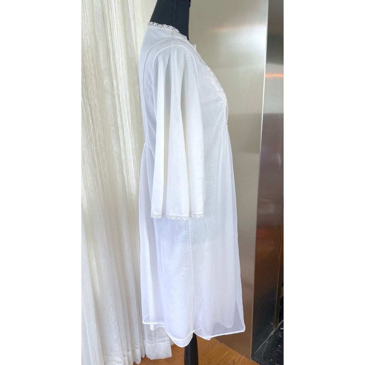 Vintage 80s nightgown, white and pink, FrenchMaid