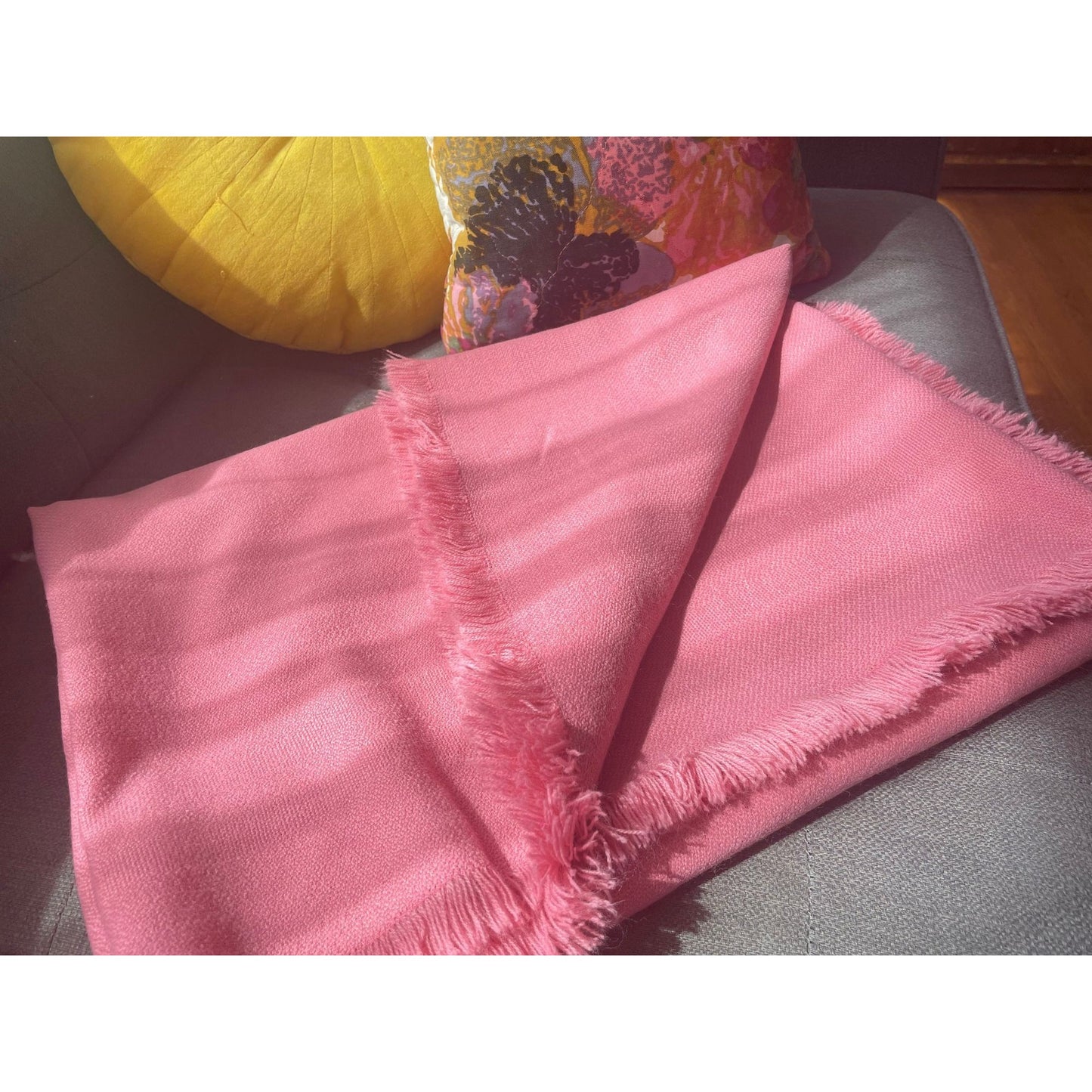 Vintage 80s pink throw blanket, wool blend