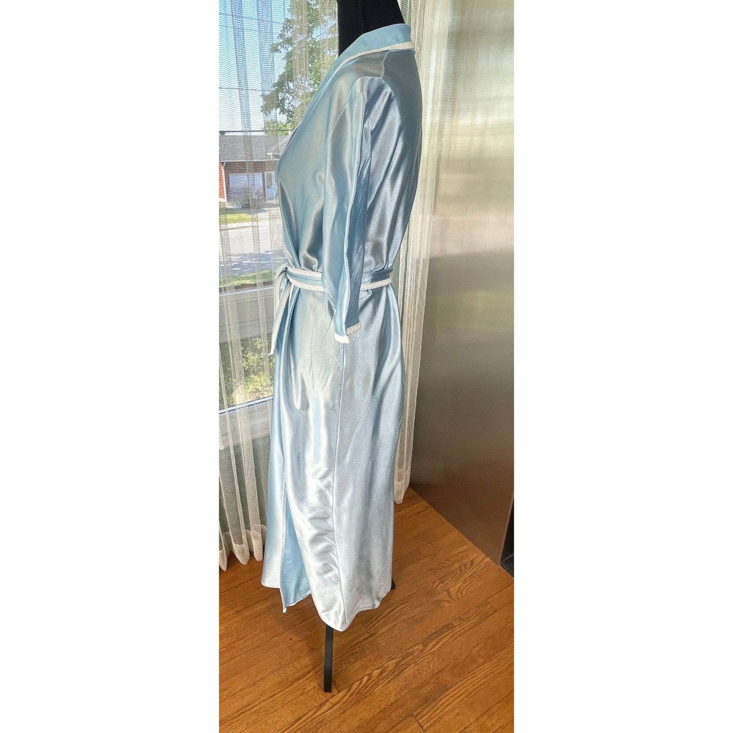Vintage 80s house dress, baby blue robe