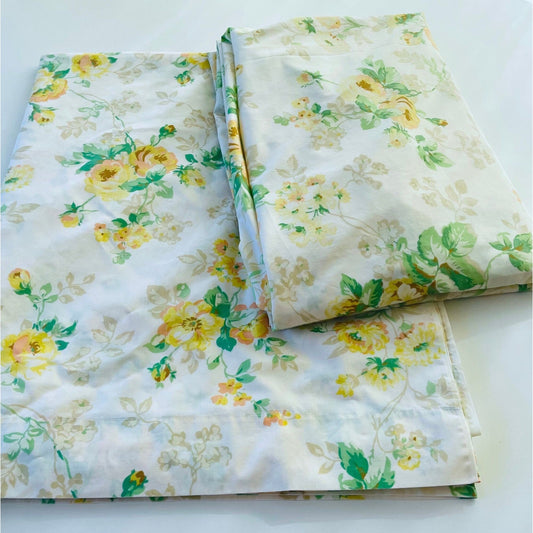 Vintage 70s flat and fitted sheets set, double size / full size, JC Penney