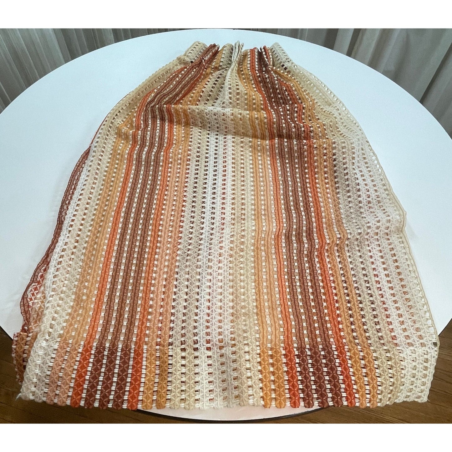 Vintage 70s pleated curtain, honeycomb weave, brown ombre