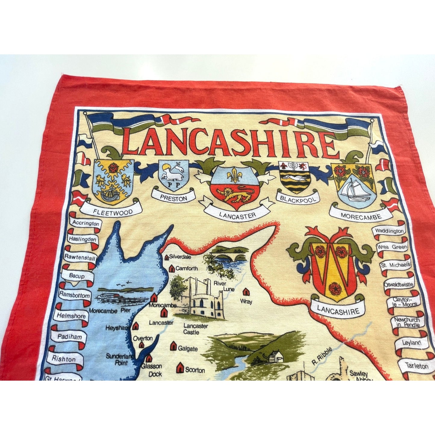 Vintage Lancashire tea towel, Vista