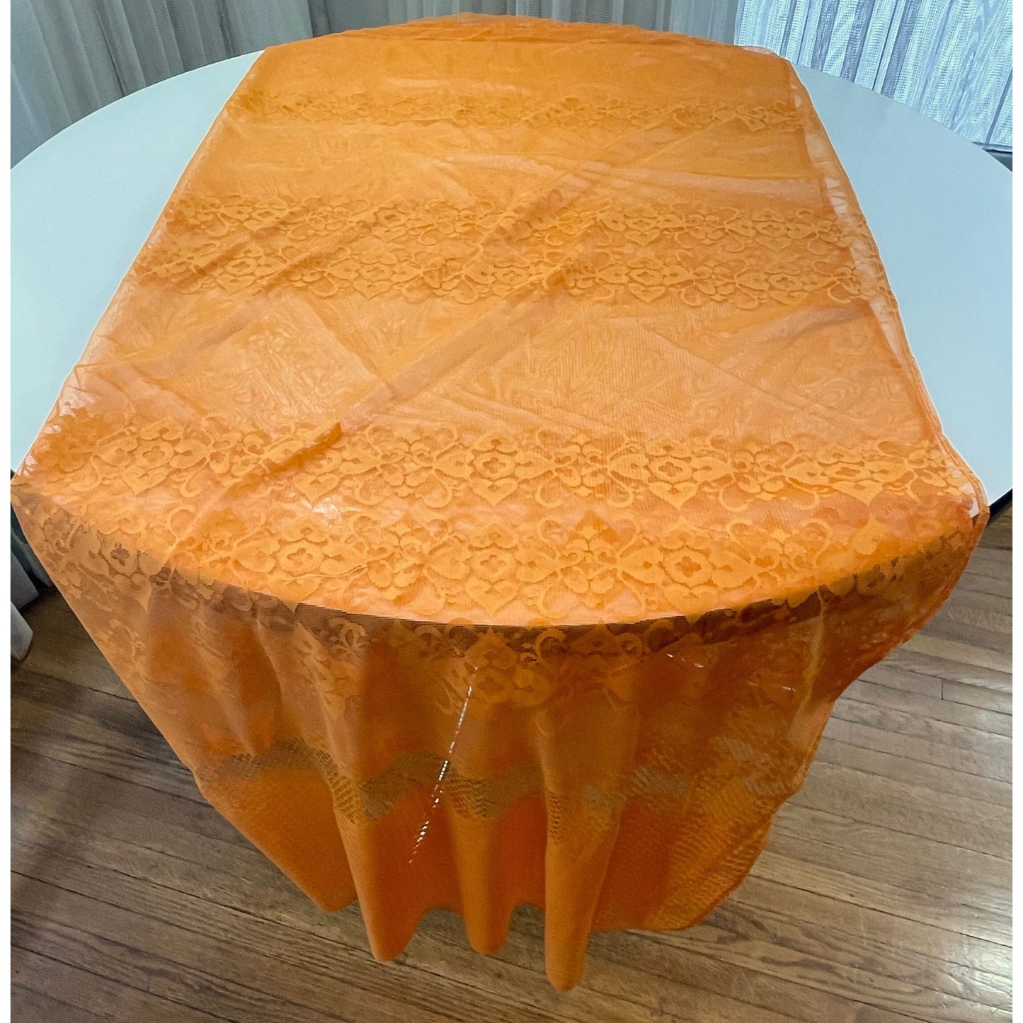 Vintage 70s orange mesh curtain