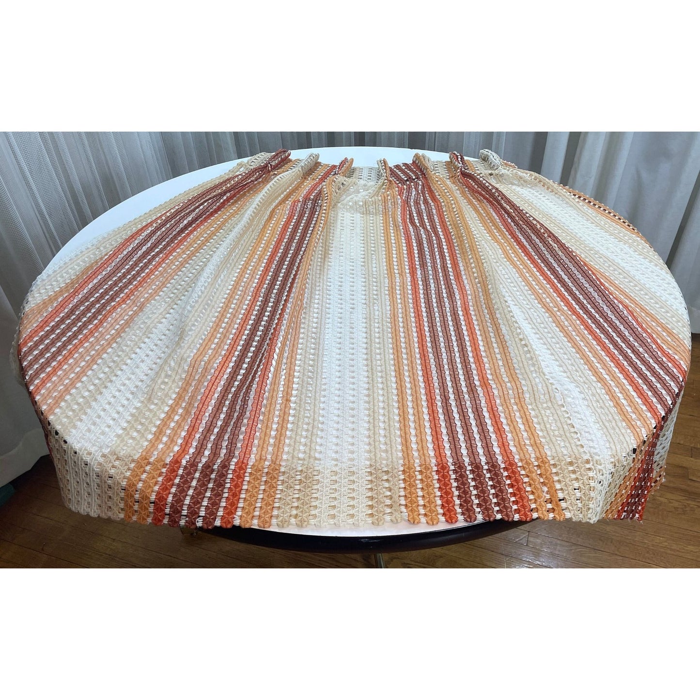Vintage 70s pleated curtain, honeycomb weave, brown ombre