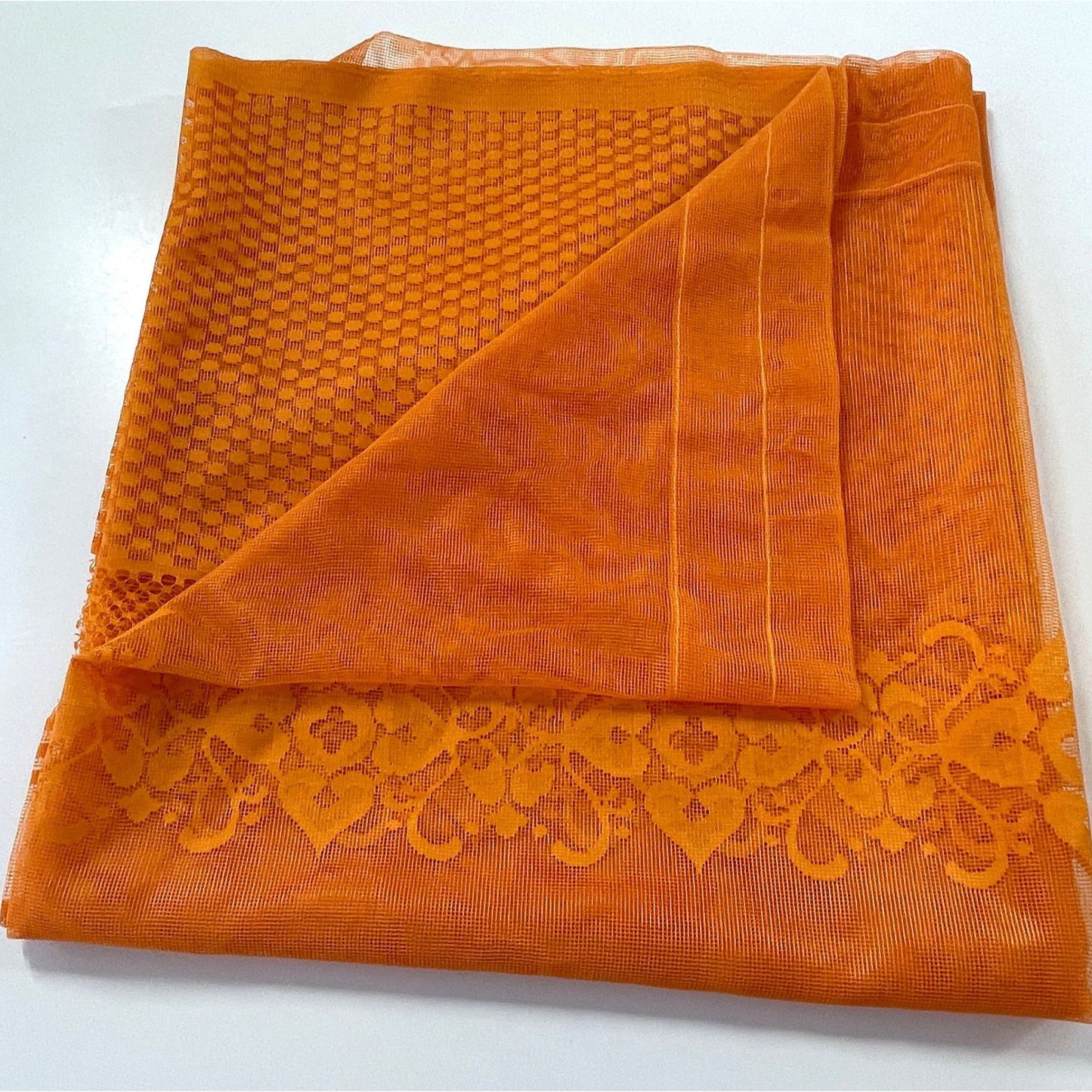 Vintage 70s orange mesh curtain