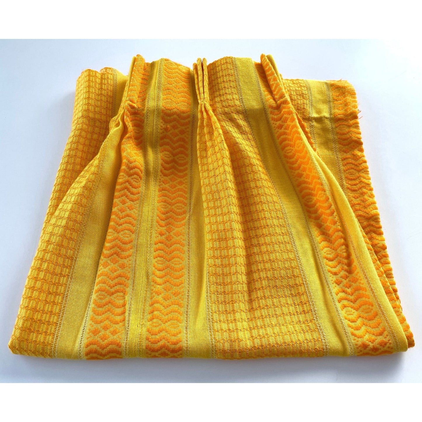 Vintage 70s pleated curtain, orange stripes panel