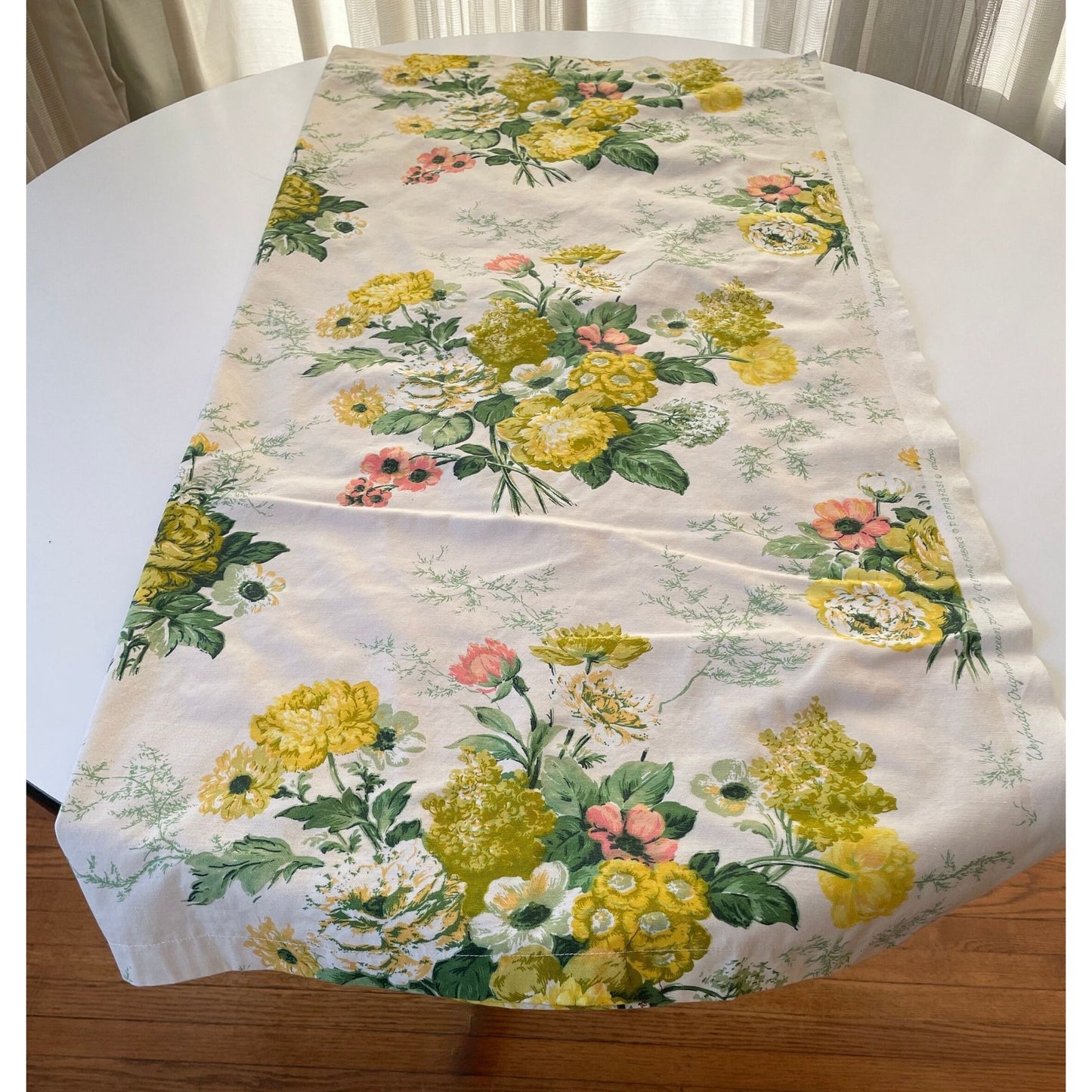 Vintage 60s yellow bouquets curtain, single panel