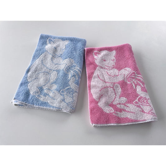 Vintage baby bath towel, teddy bear in pink or blue