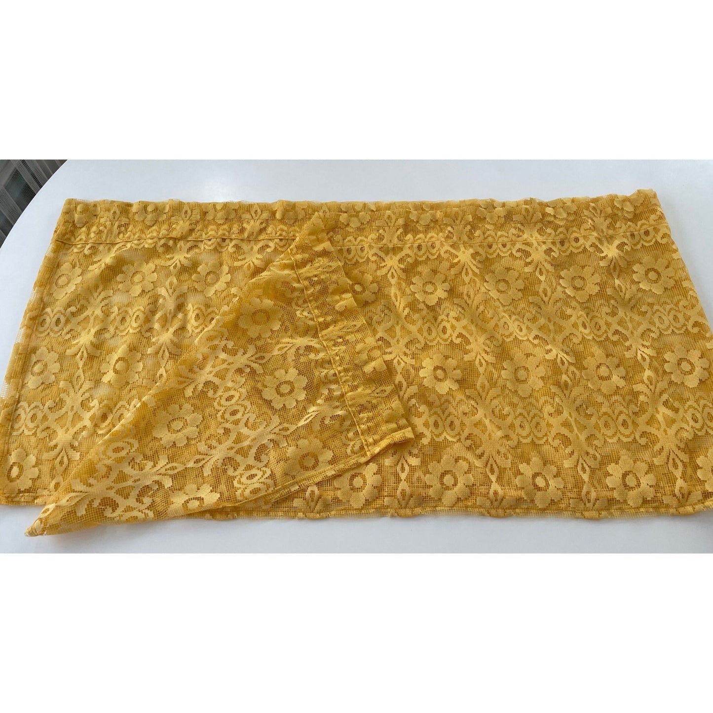 Vintage 70s yellow curtain, single panel or 3 valances