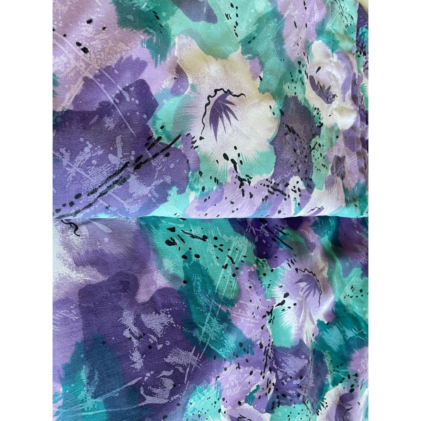 Vintage 80s pillow shams, green and purple abstract pattern