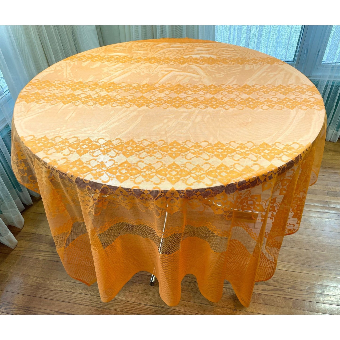 Vintage 70s orange mesh curtain