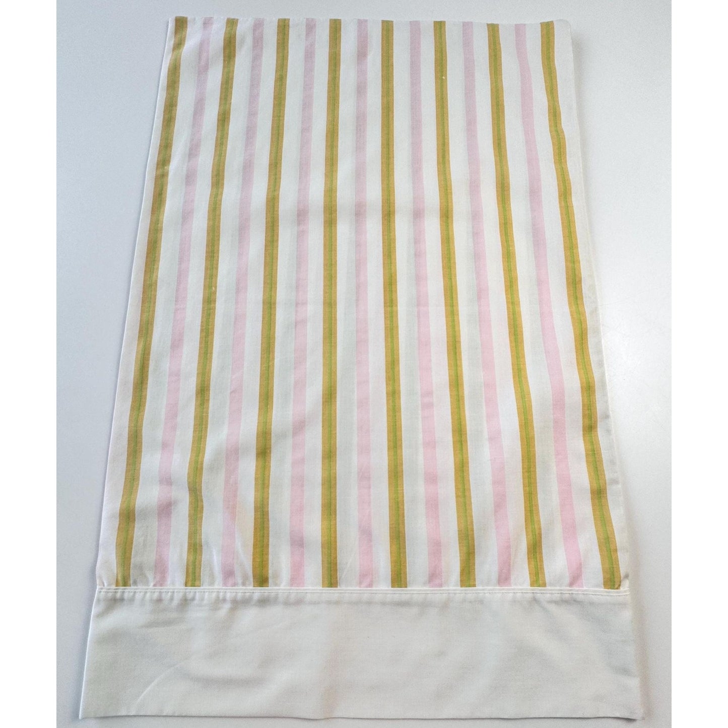 Vintage 70s pillowcase, pink yellow and white stripes, Cannon Royal Family, Featherlite