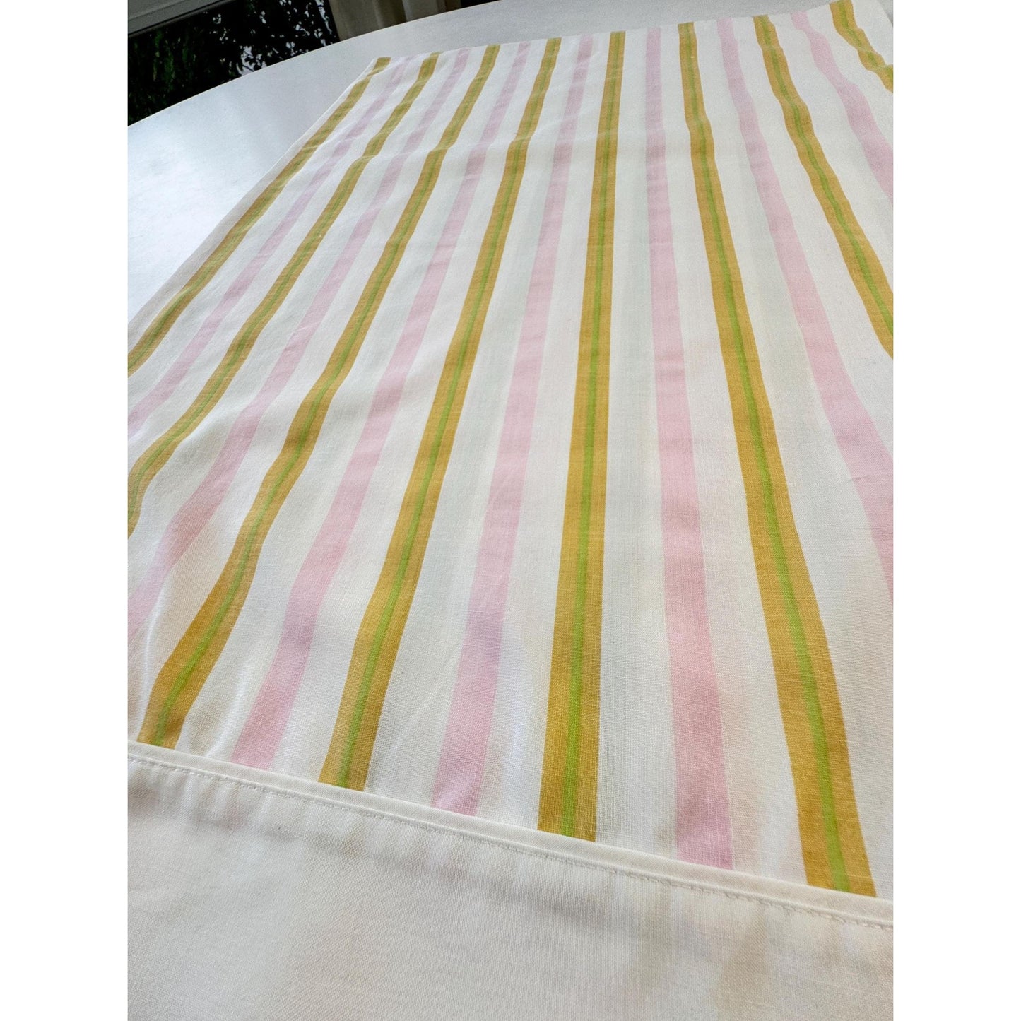 Vintage 70s pillowcase, pink yellow and white stripes, Cannon Royal Family, Featherlite