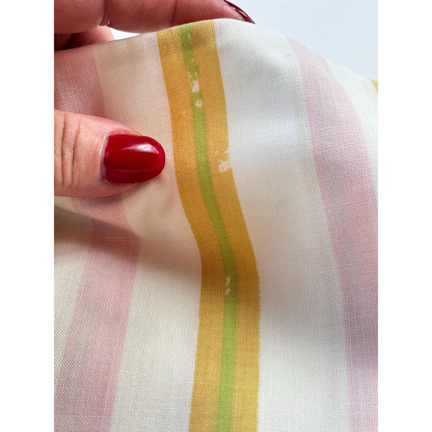 Vintage 70s pillowcase, pink yellow and white stripes, Cannon Royal Family, Featherlite