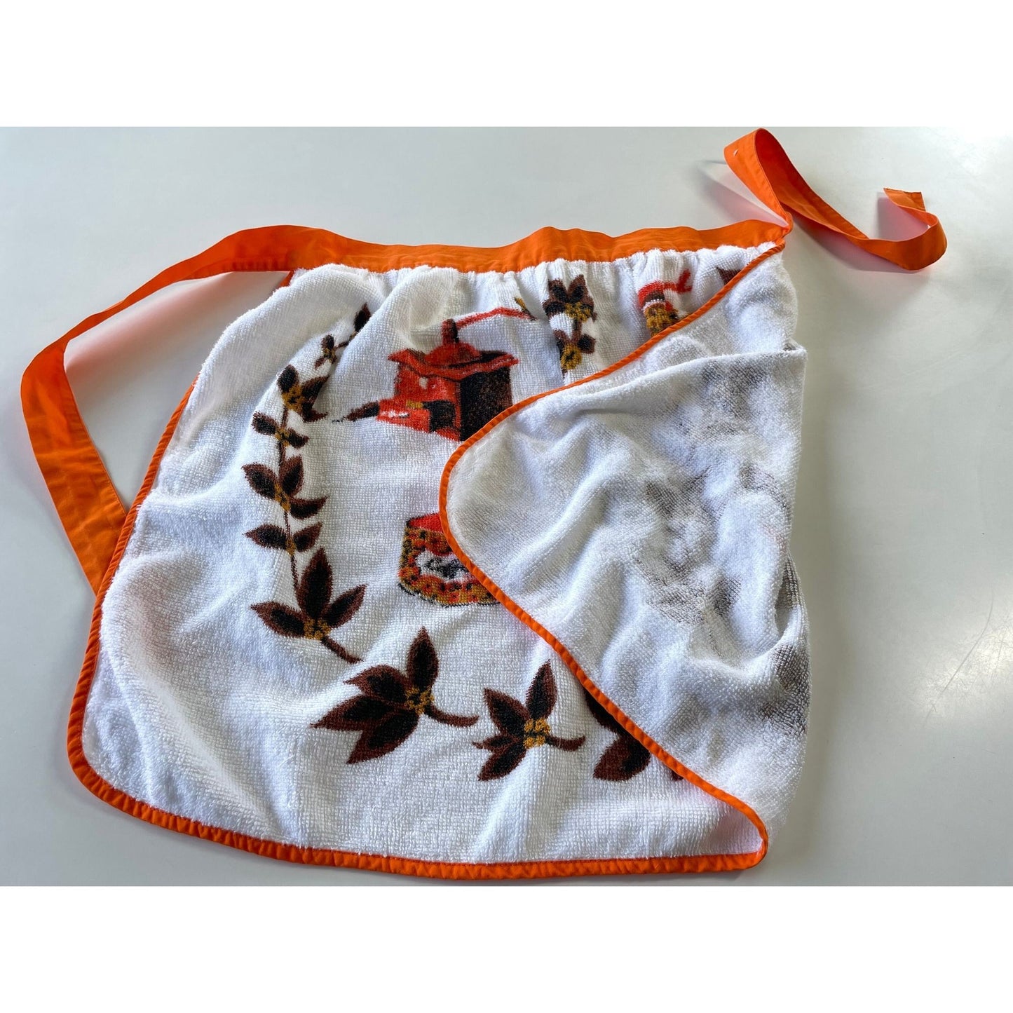 Vintage 70s half apron, terrycloth