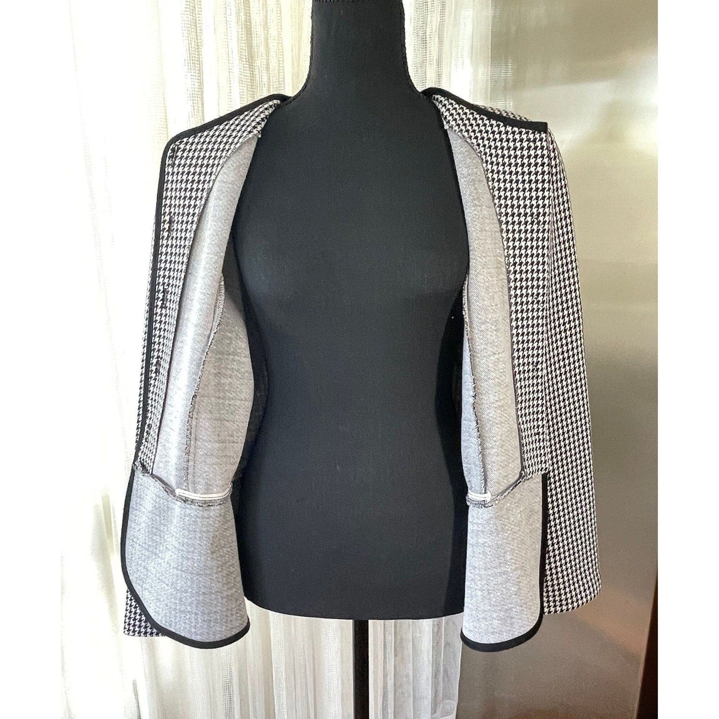 Vintage 80s blazer/ jacket, black and white houndstooth, D'Allaird's