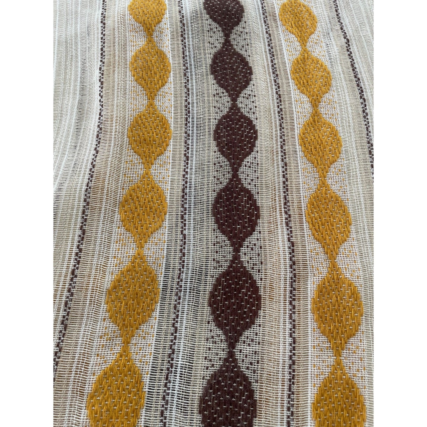Vintage 70s net woven brown pleated curtain