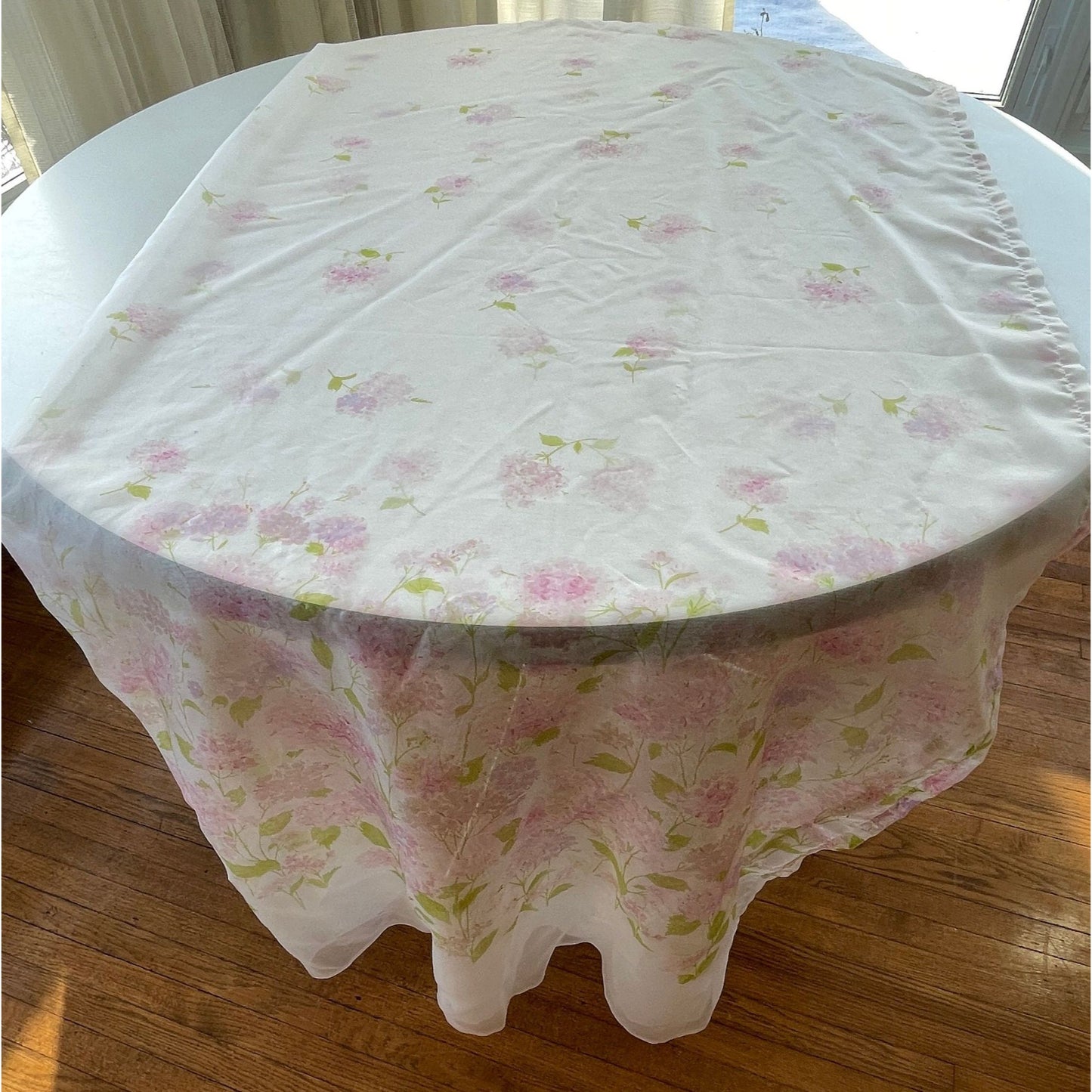 Vintage 80s shower curtain, pink floral