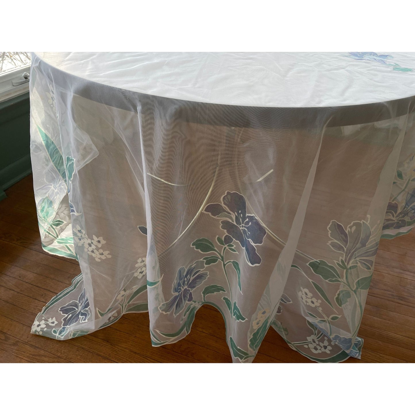 Vintage 80s shower curtain, mint green