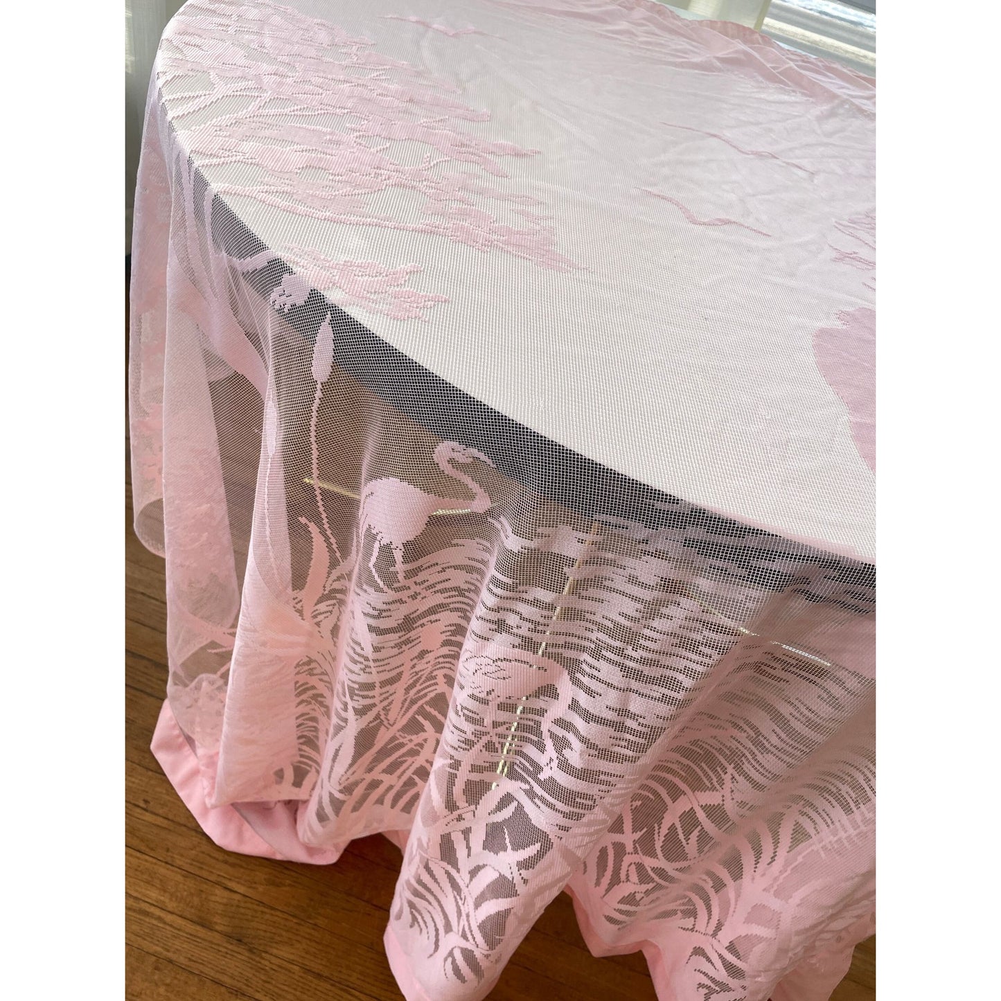 Vintage 80s shower curtain, pink lover silhouette