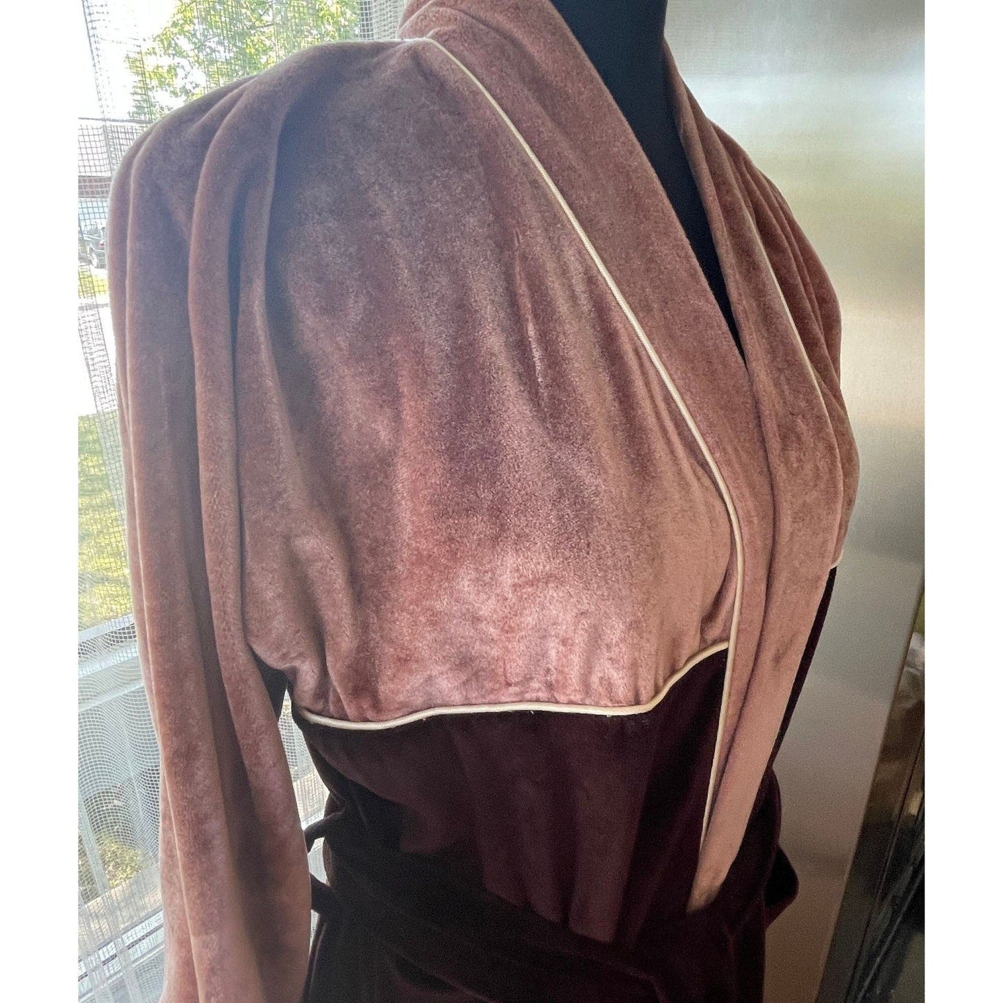 Vintage 1970s bathrobe, Pierre Cardin men's robe, chocolate brown velvet
