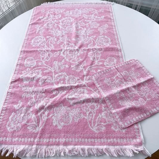 Vintage 60s bath towel and wash cloth set, Cannon Monticello
