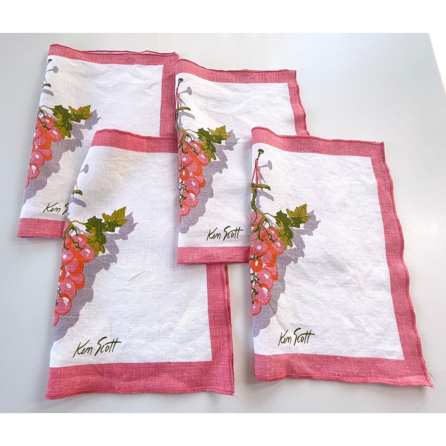 Vintage linen napkins, set of 4, designed by Ken Scott