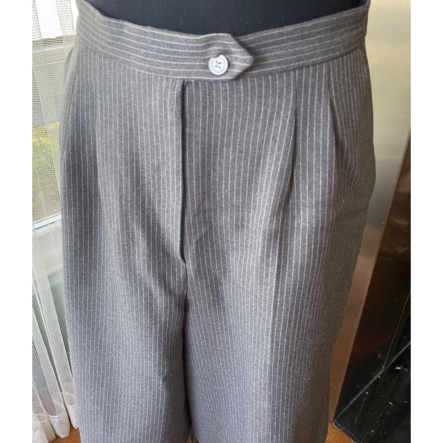 Vintage 80s culottes, grey pinstripe pant skirt