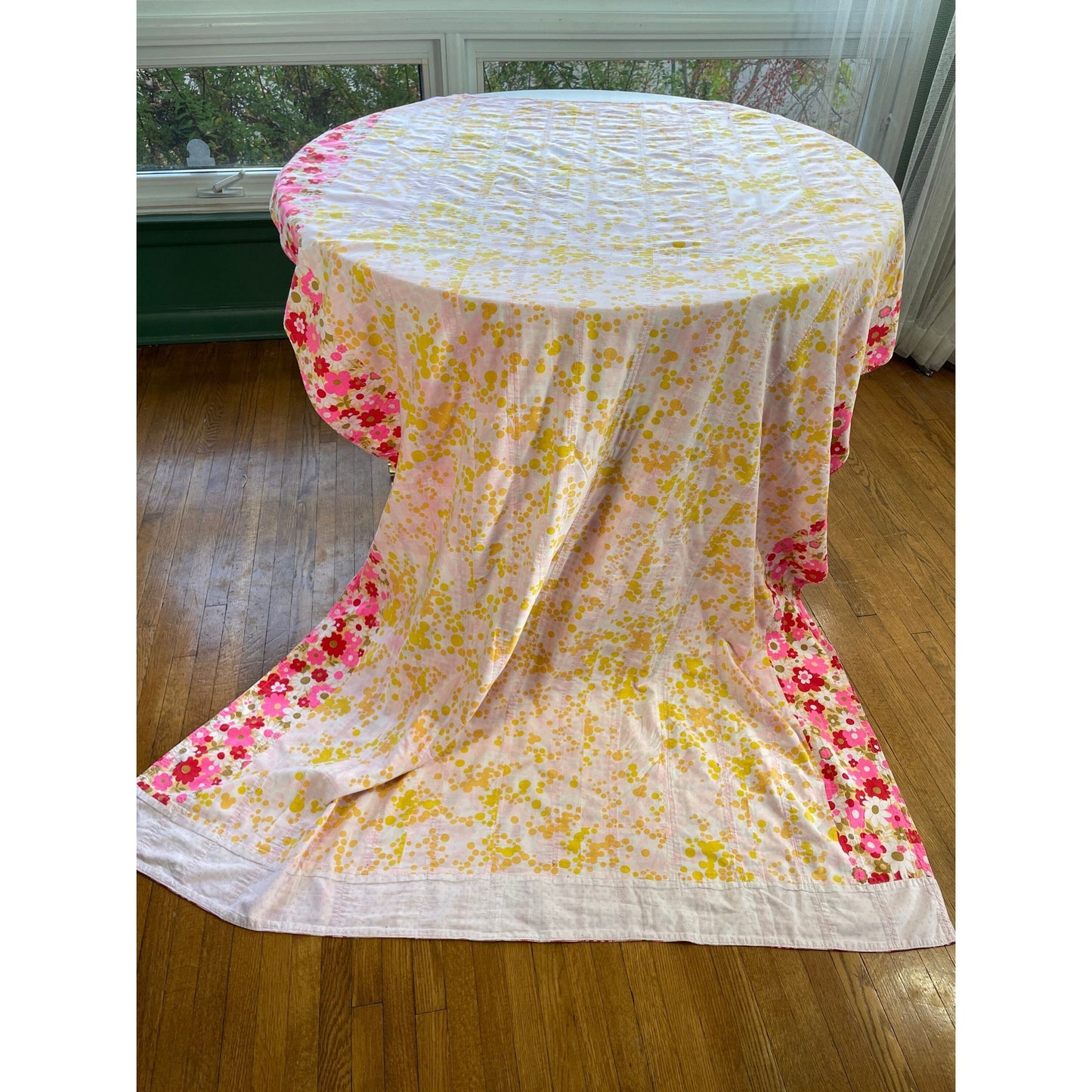 Vintage 70s handmade quilt, twin size