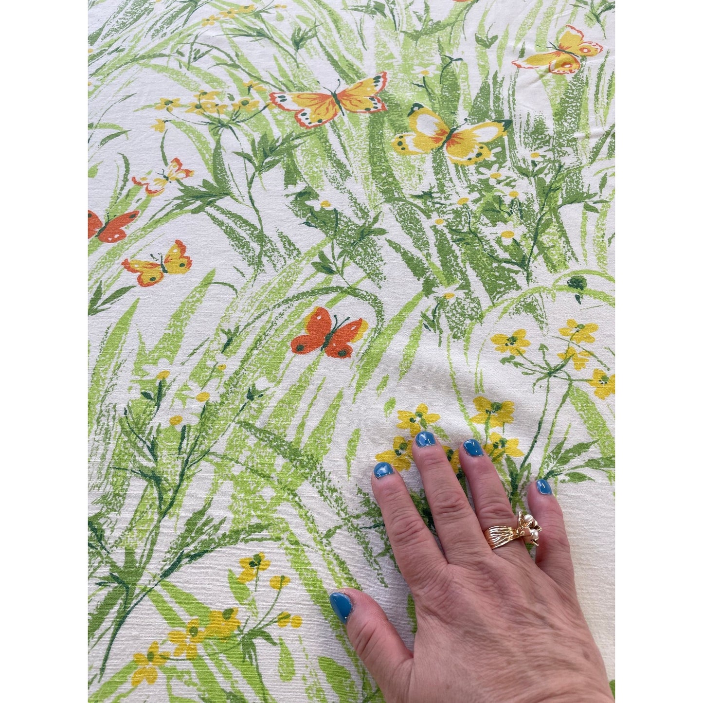 Vintage 70s flannel flat sheet, Sears, twin size