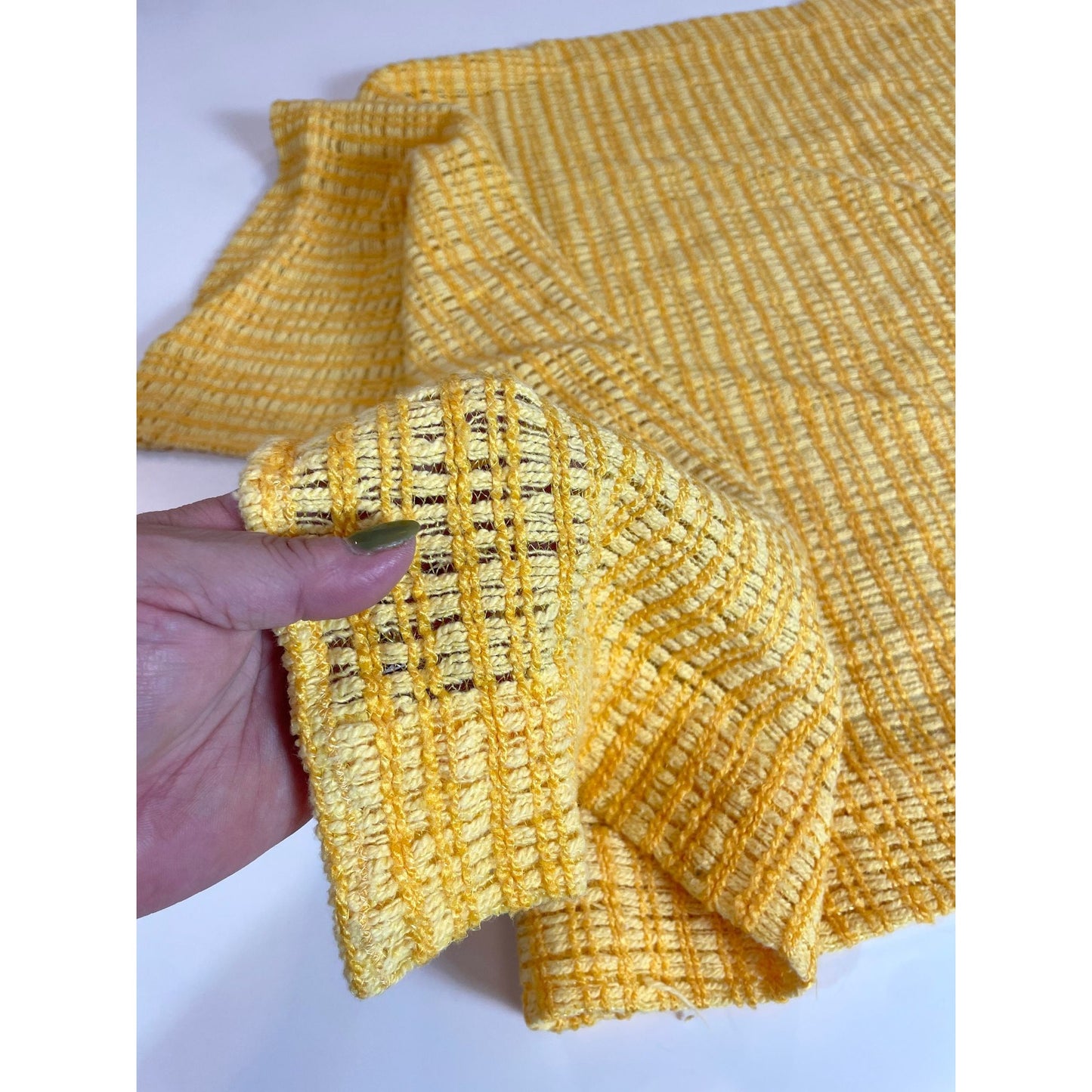 Vintage 70s curtain, orange/yellow mesh panel