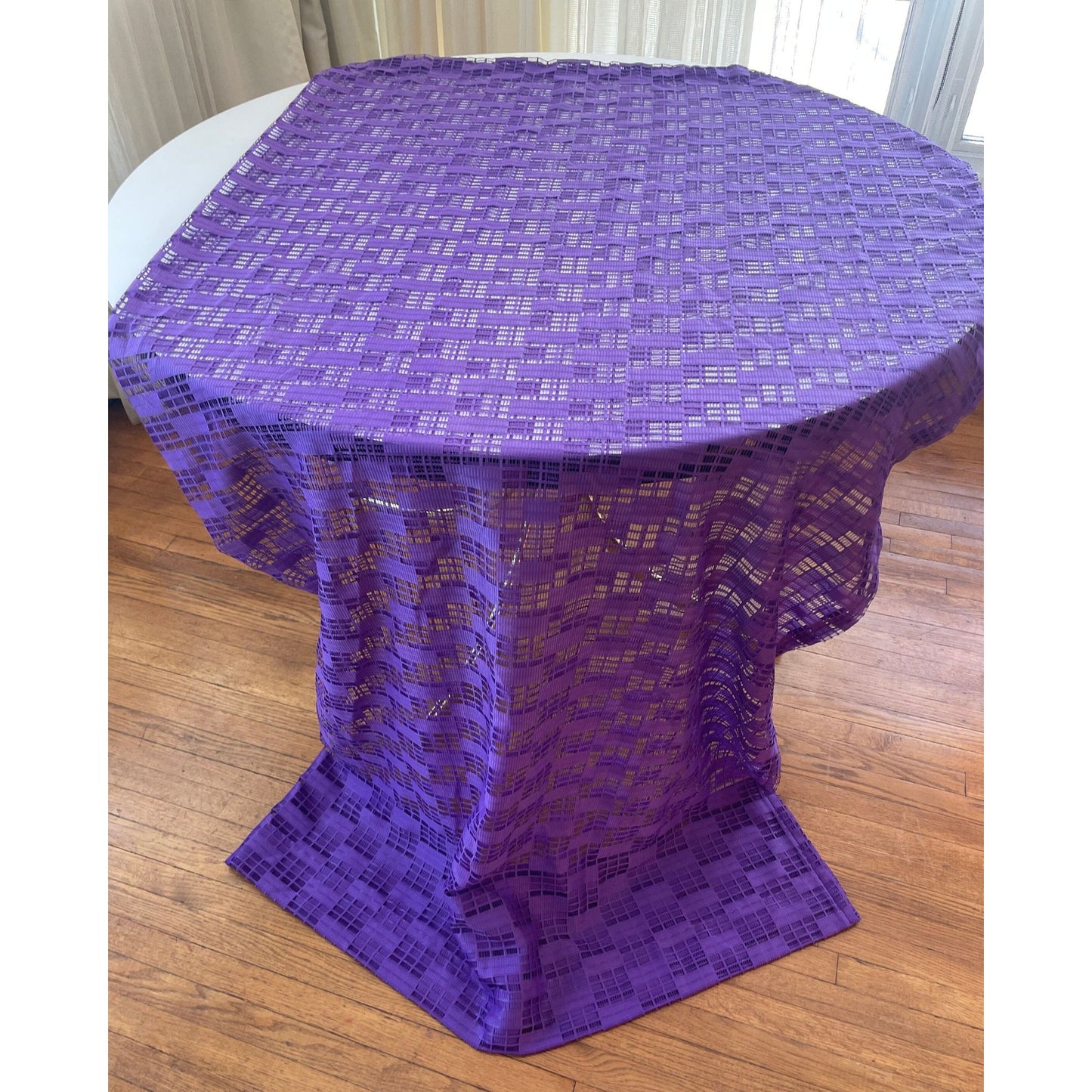 Vintage 80s curtain, purple wide mesh panel