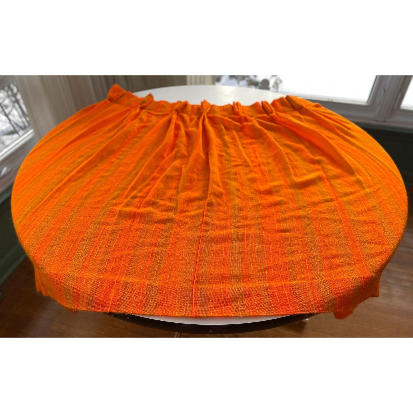 Vintage 70s pleated orange curtain