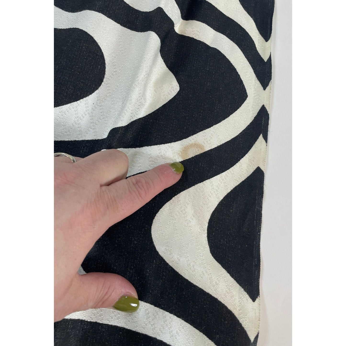 Vintage 50s pleated fiberglass curtains, Op Art black and white