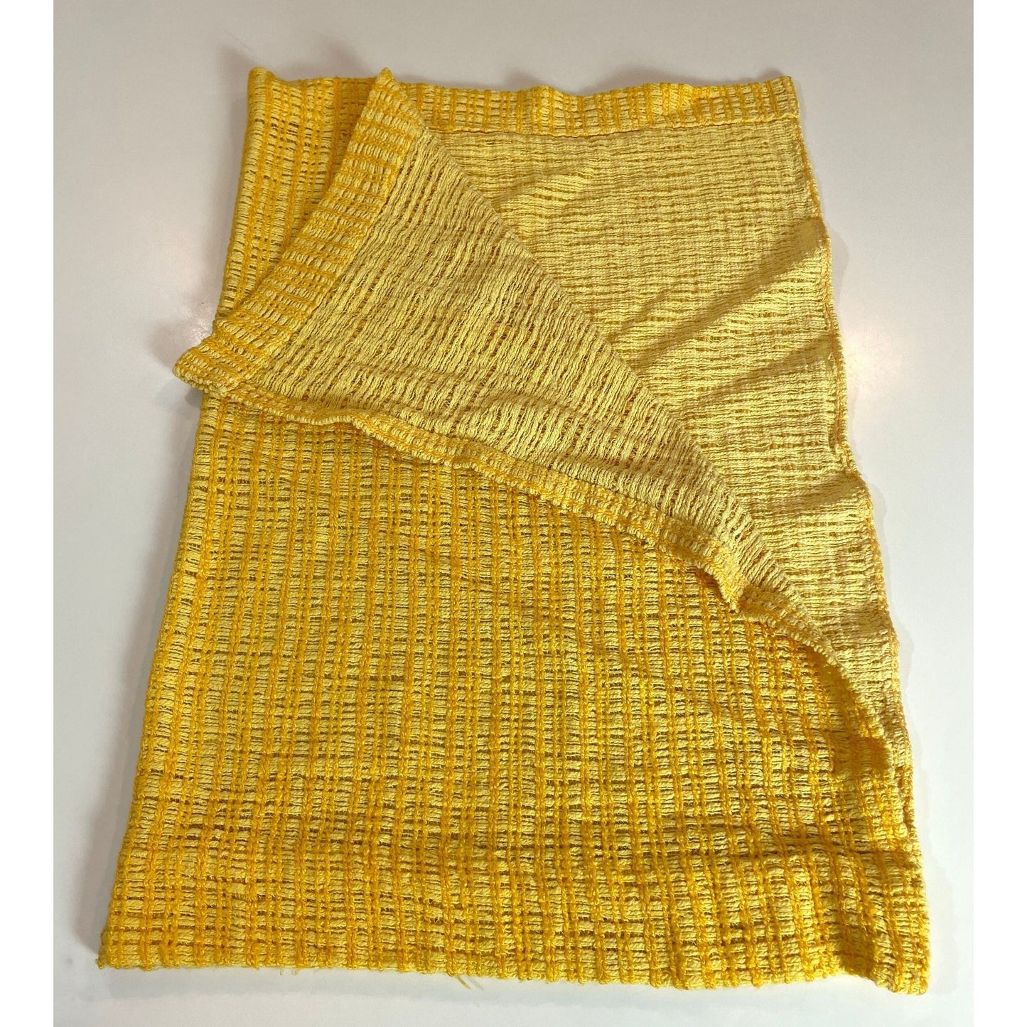 Vintage 70s curtain, orange/yellow mesh panel