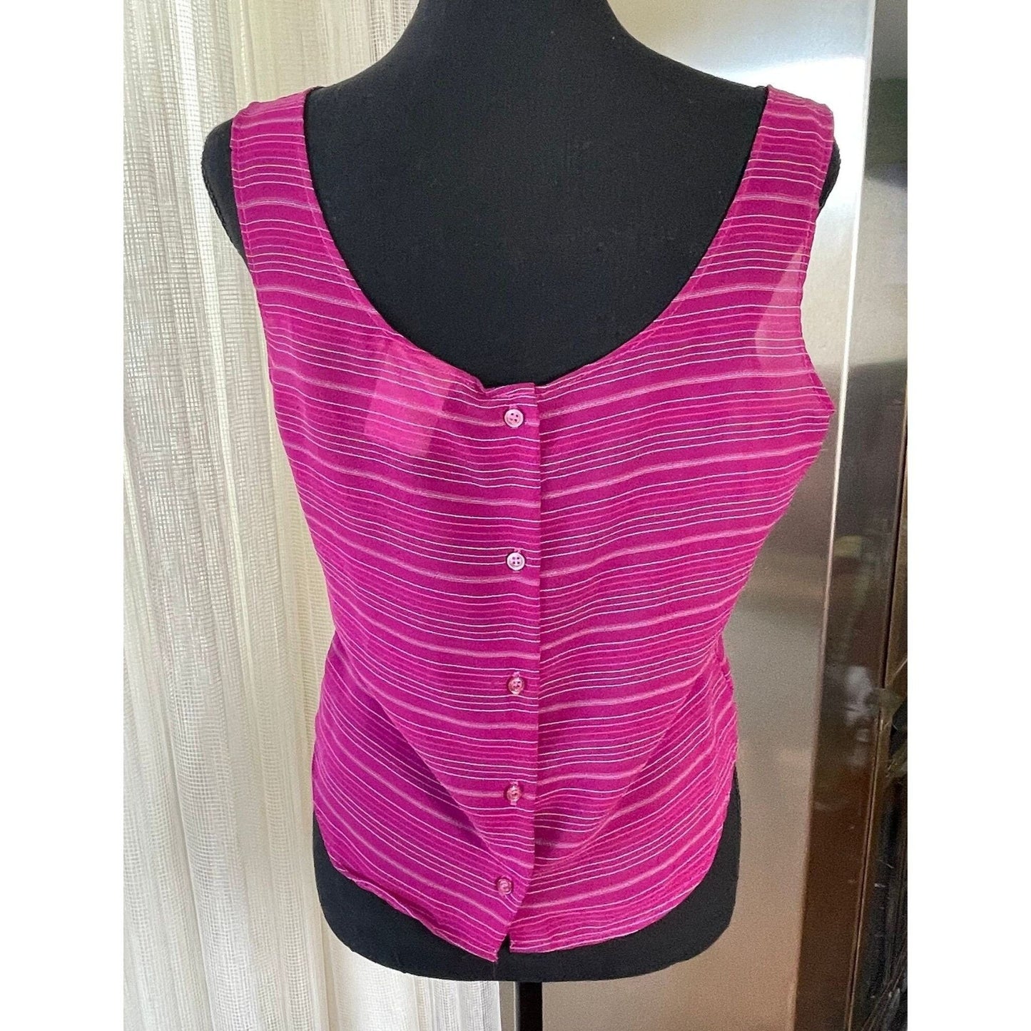 Vintage 80s twinset, pink striped long sleeves blouse with camisole