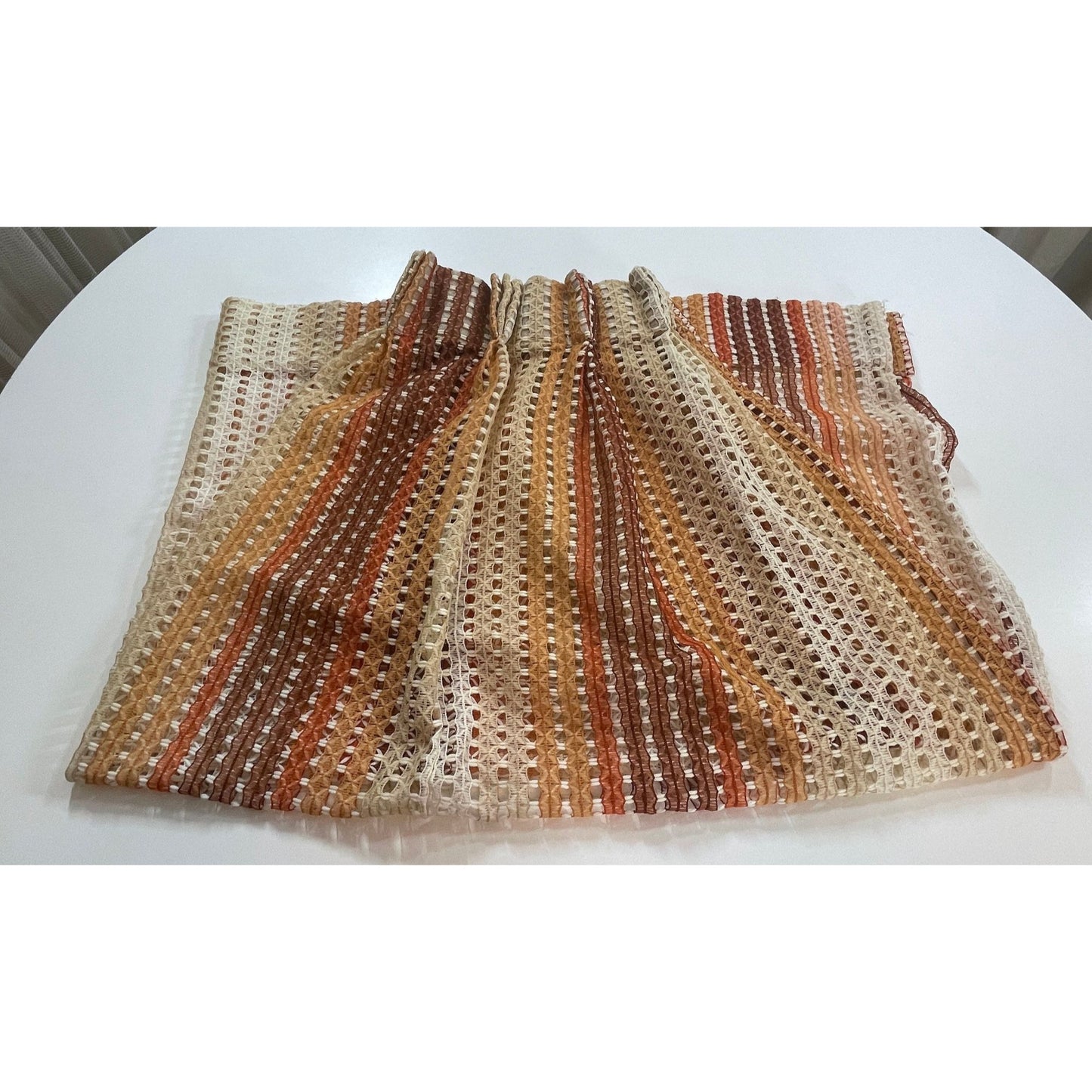 Vintage 70s pleated curtain, honeycomb weave, brown ombre