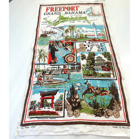 Vintage 60s Freeport Bahamas tea towel