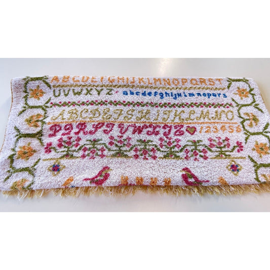 Vintage bath towel, alphabet in multiple colors, Fieldcrest